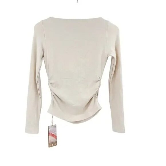 NWT OGL Morning Mist Cream Modern Side Ruched Boatneck Brami Top Small - Picture 5 of 16